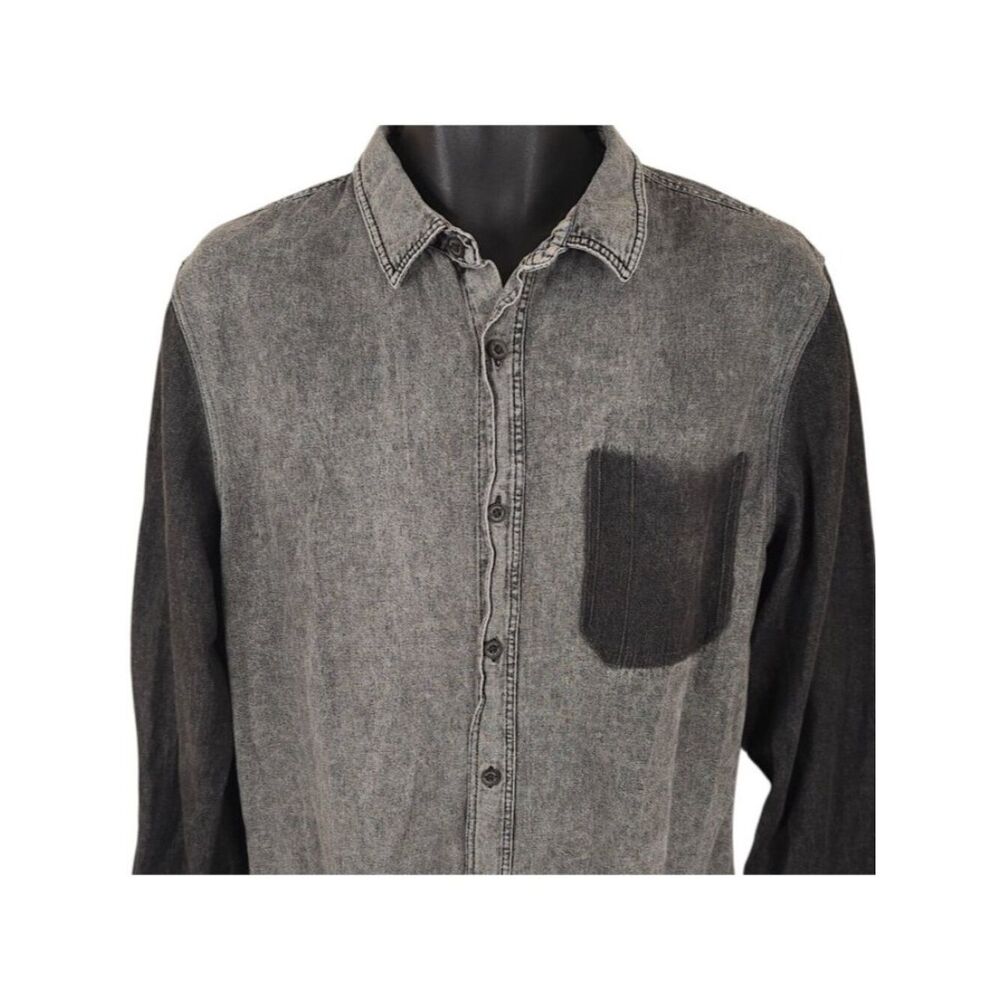 Modern Amusement Shirt Mens Size Large Gray Casual Colorblock Button Down